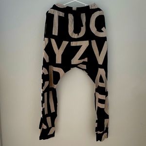 Nununu Alphabet Harem Sweatpants Sz 8-9